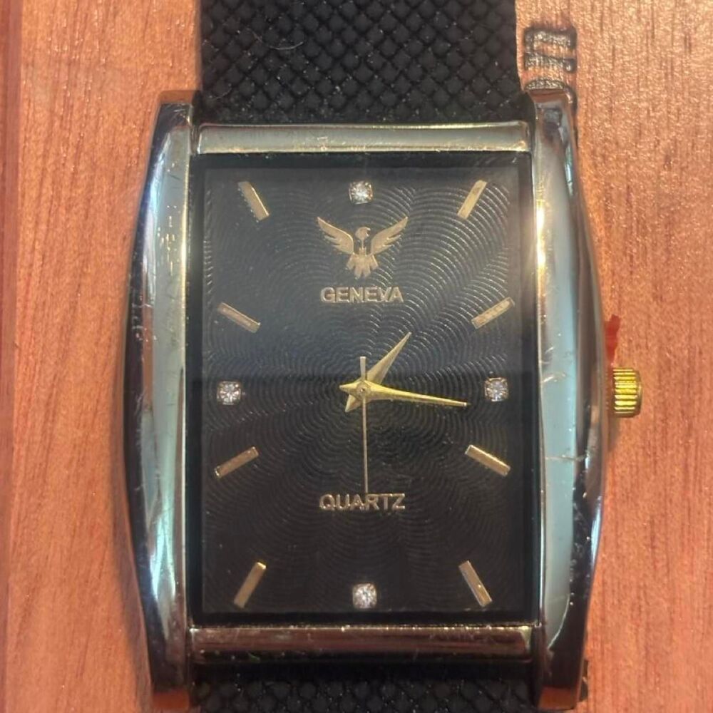 Geneva Women's Black and Silver Watch